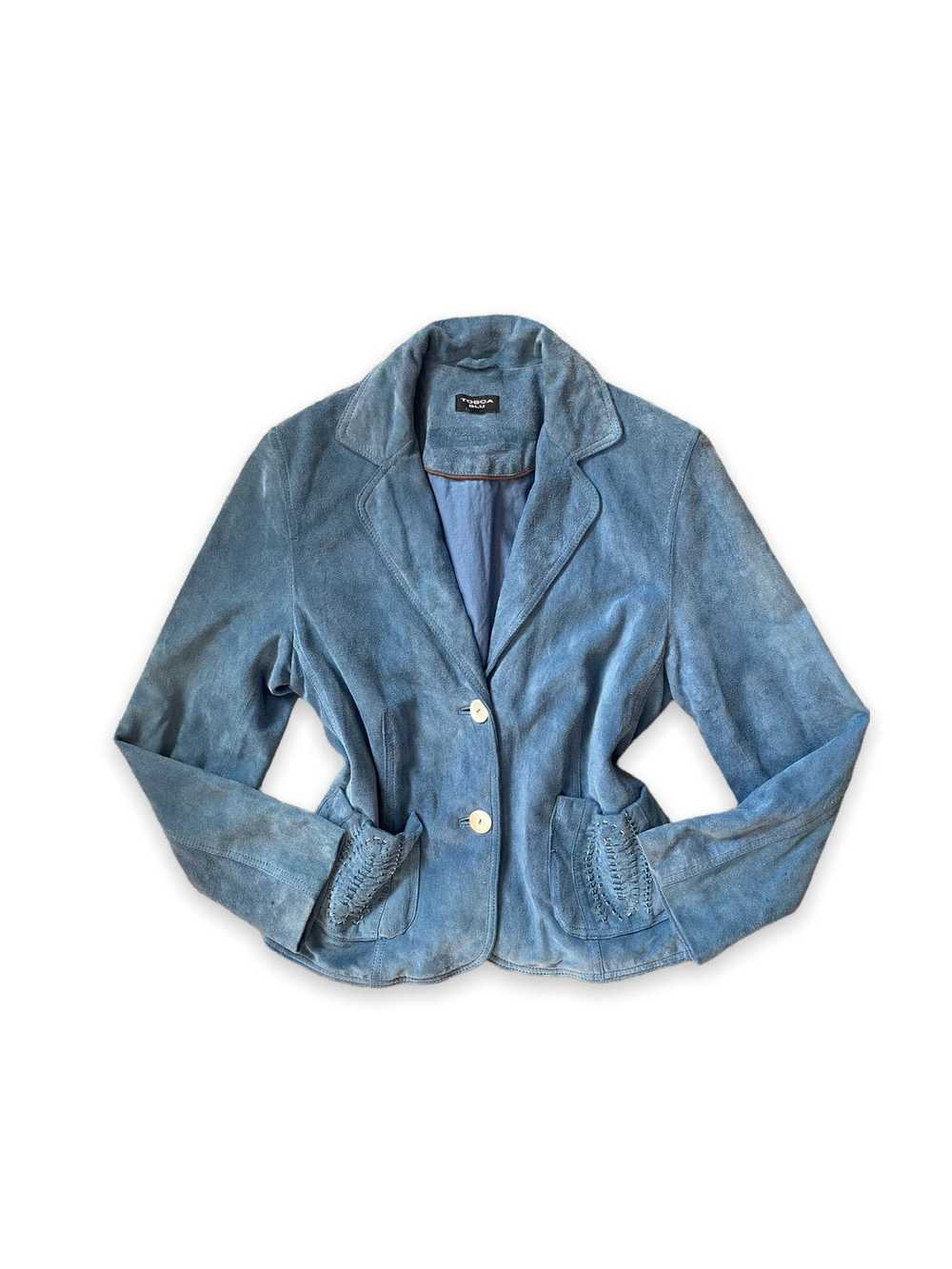 Vintage Tosca Blu blue 100% leather suede jacket … - image 1