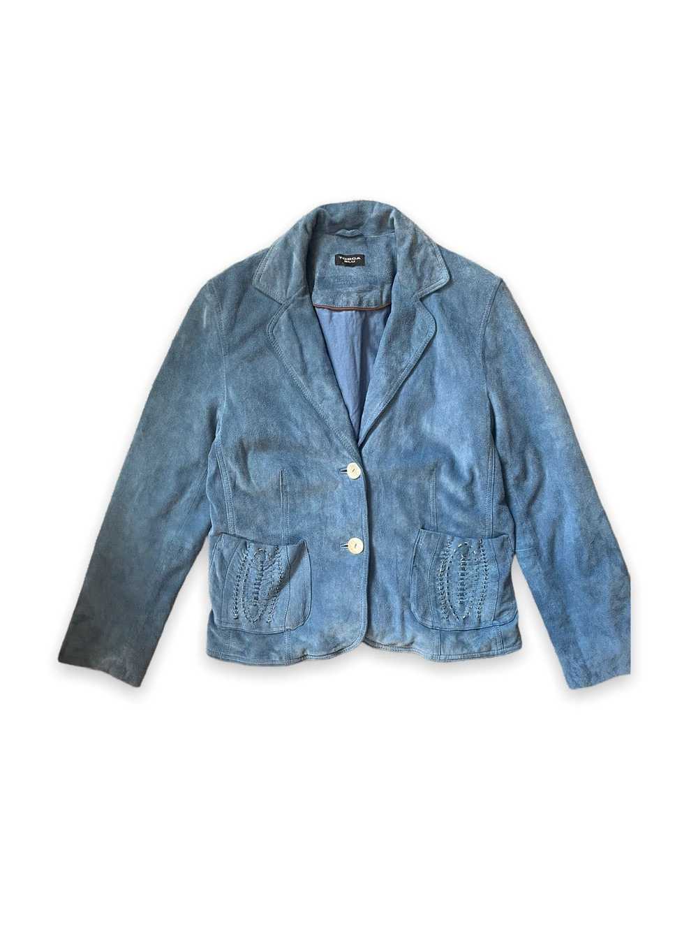 Vintage Tosca Blu blue 100% leather suede jacket … - image 2