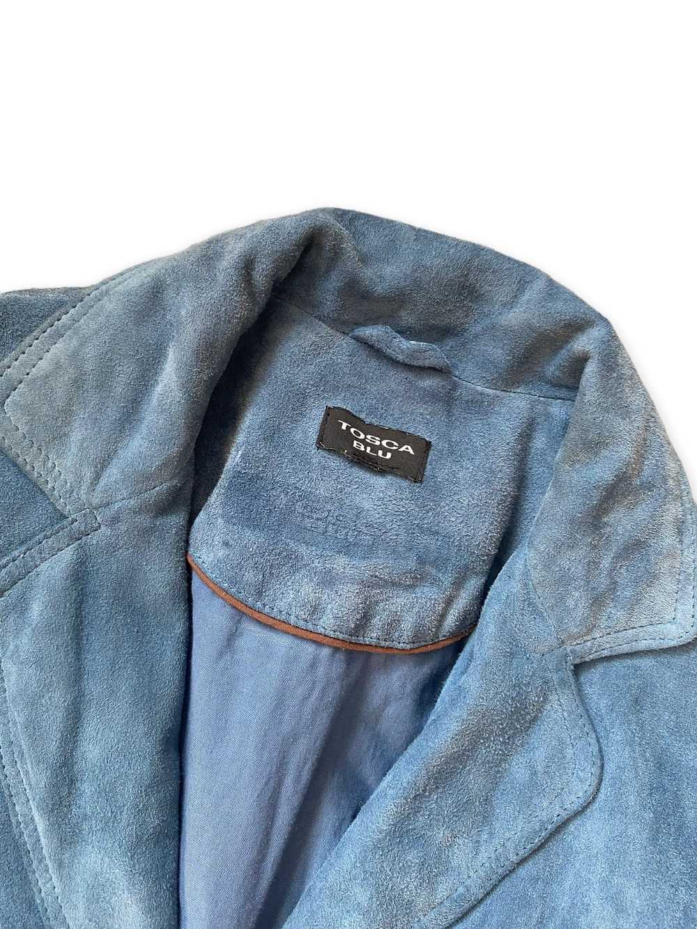 Vintage Tosca Blu blue 100% leather suede jacket … - image 3