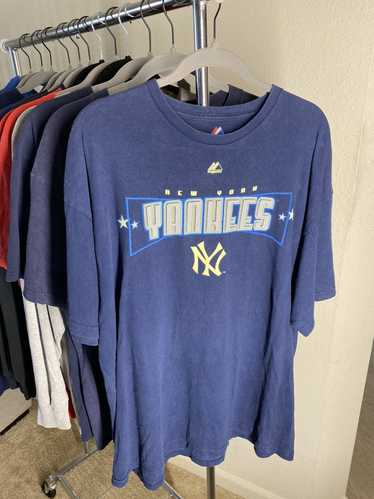 Vintage Majestic New York Yankees Red / Navy Pinstripe Jersey (Size M) —  Roots