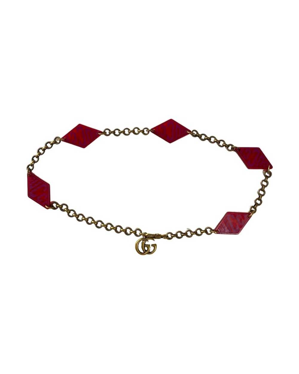 Gucci Gucci Gold Link & Pink Acrylic Chain Belt - image 1