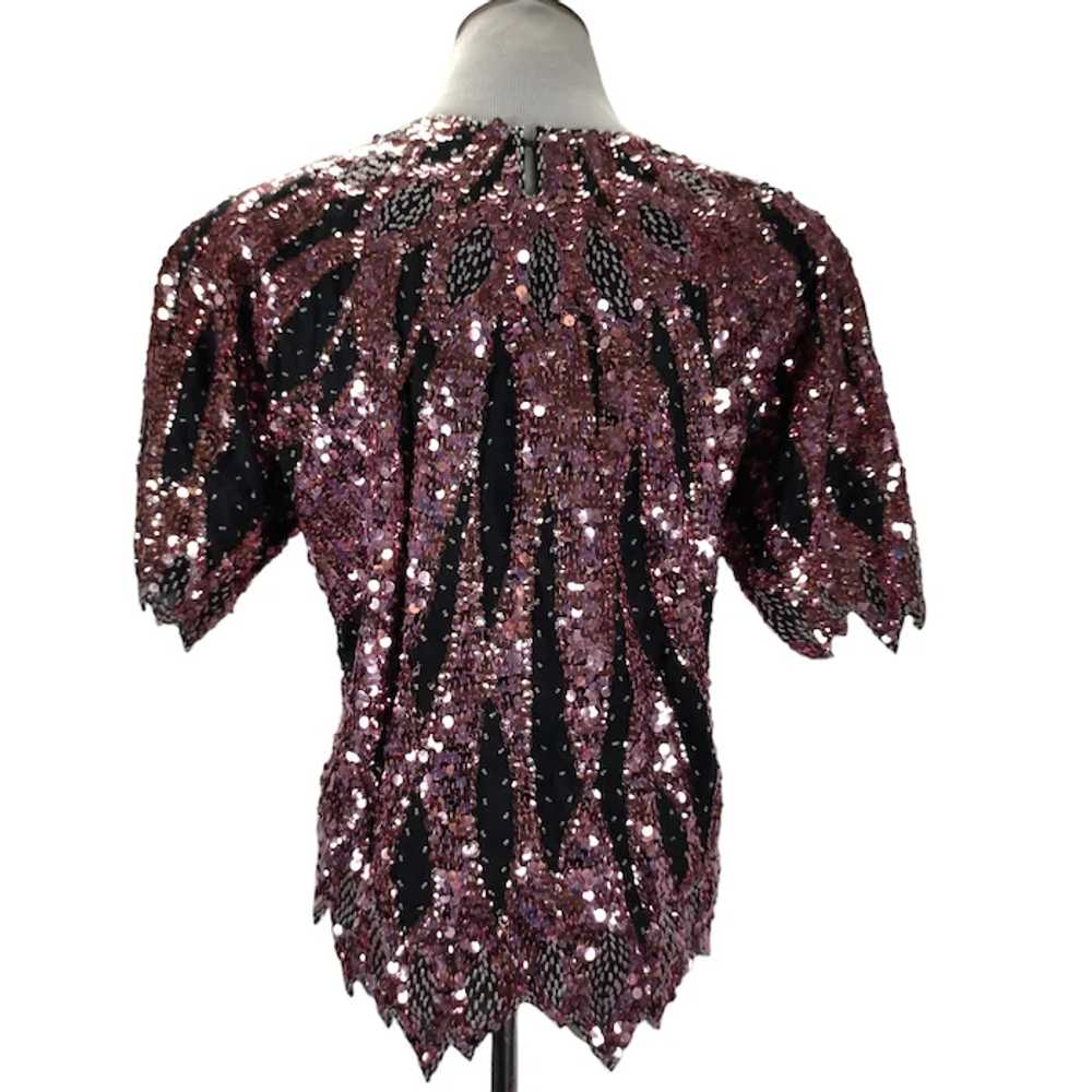 Vintage 80's Pink Sequin Pullover Top Size M/L Sh… - image 3