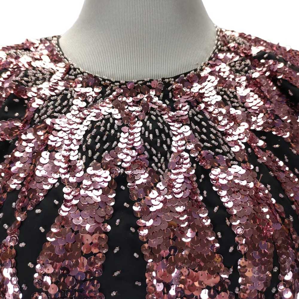 Vintage 80's Pink Sequin Pullover Top Size M/L Sh… - image 5