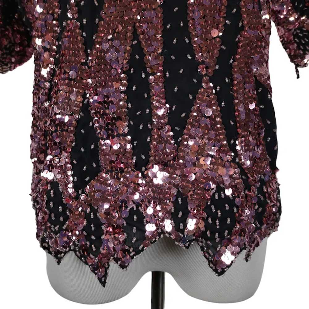 Vintage 80's Pink Sequin Pullover Top Size M/L Sh… - image 7