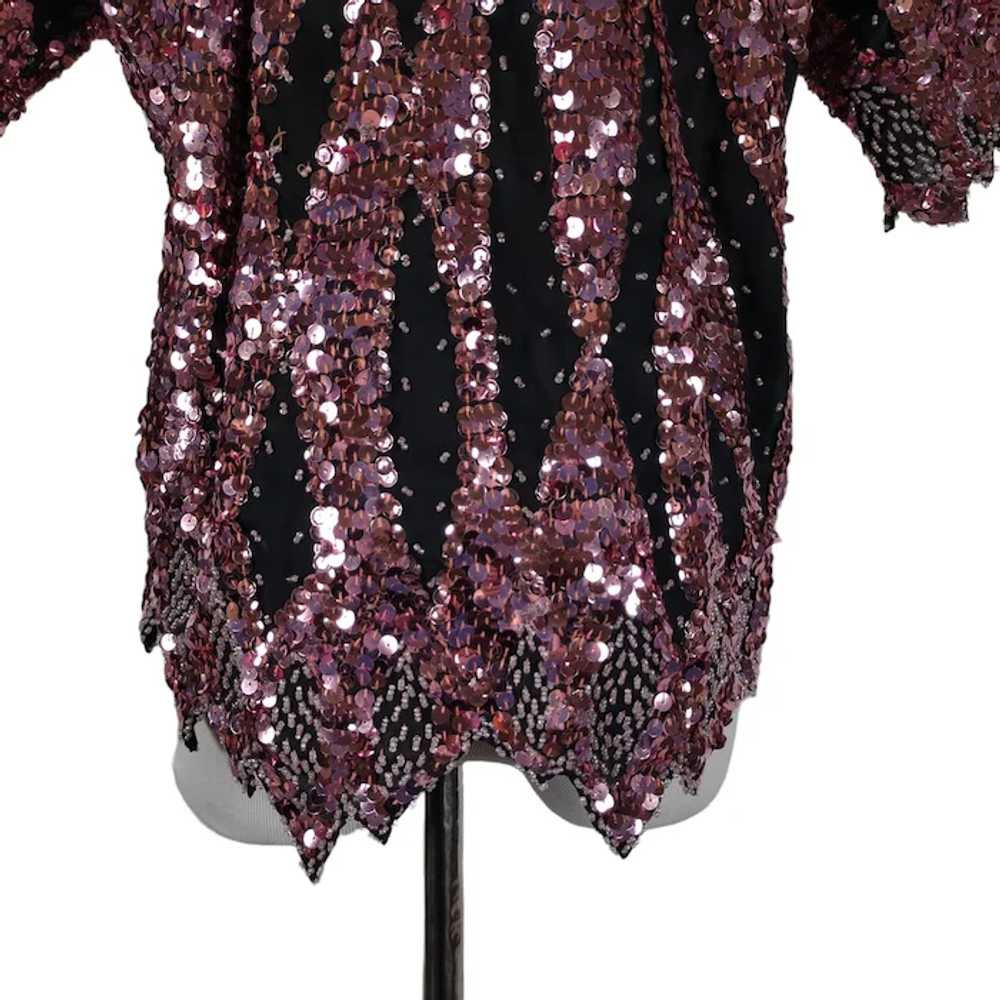 Vintage 80's Pink Sequin Pullover Top Size M/L Sh… - image 8