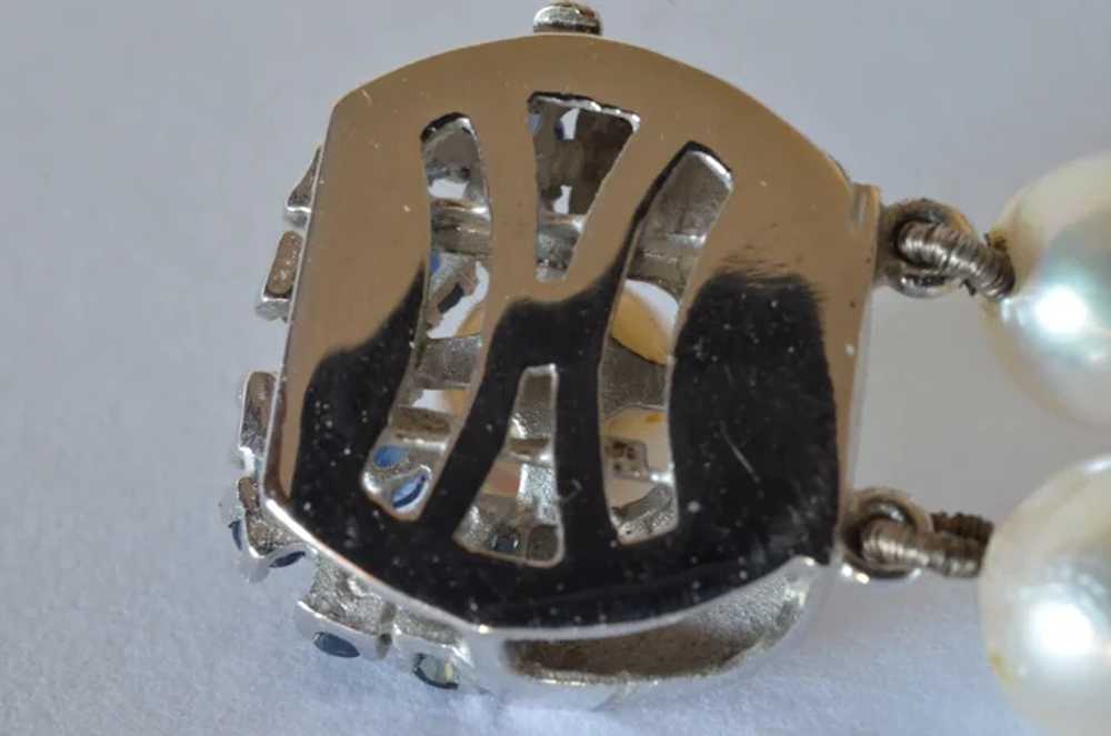 Vintage cultured pearl necklace/18k gold  sapphir… - image 10