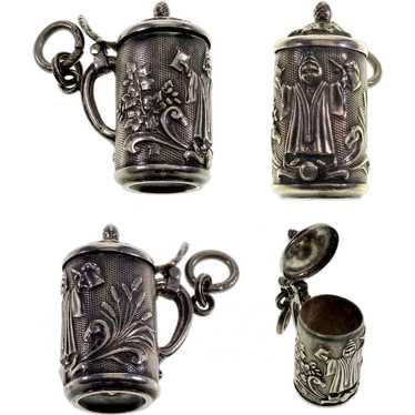 Antique Victorian Silver Opening Lid Beer Tankard 
