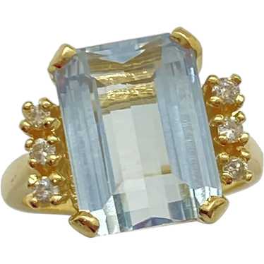 Aquamarine and Diamond Ring 5.93 Carat tgw 14K Go… - image 1