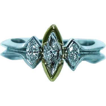 Vintage Marquise Diamond Platinum 3 stone Ring 1/2