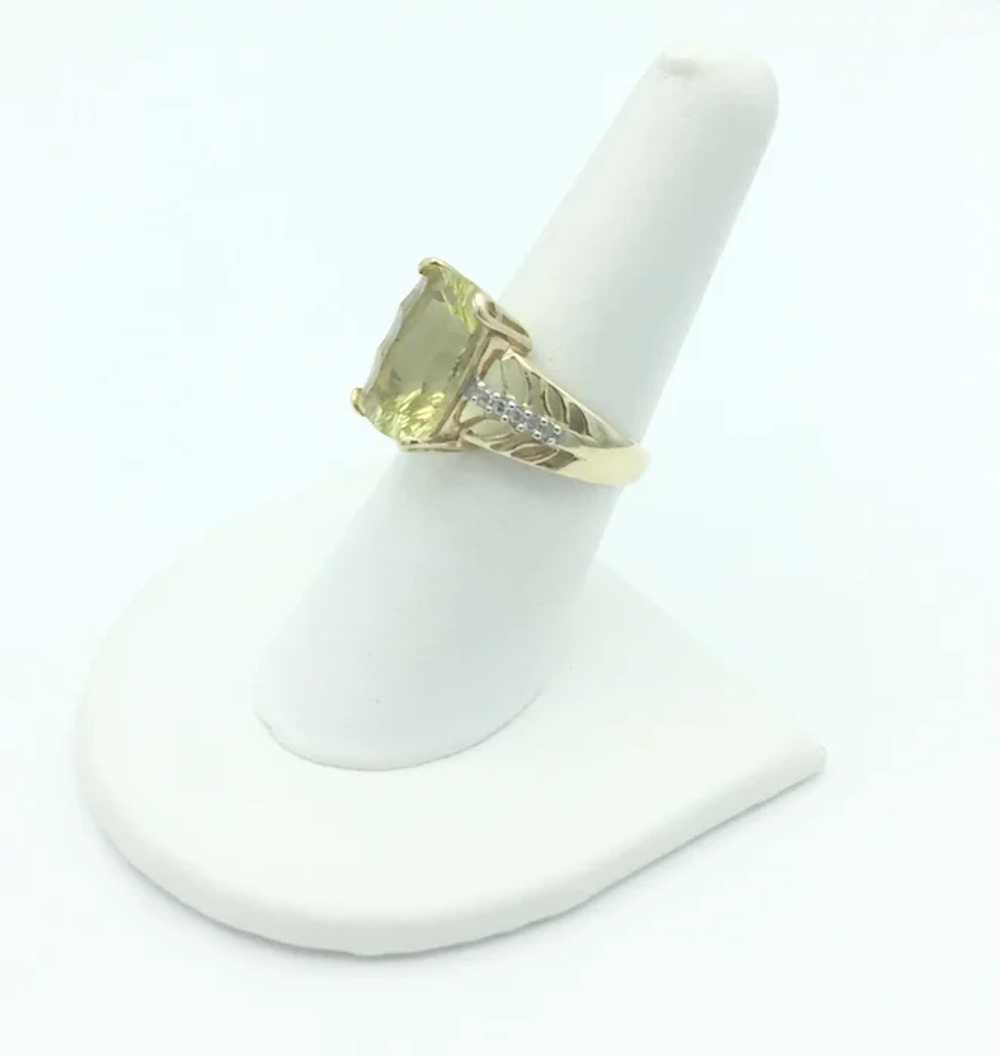 10K Lemon Quartz and Diamond Ring - image 3