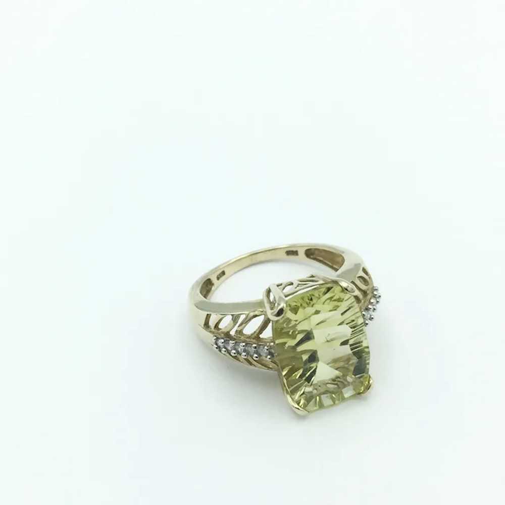 10K Lemon Quartz and Diamond Ring - image 4