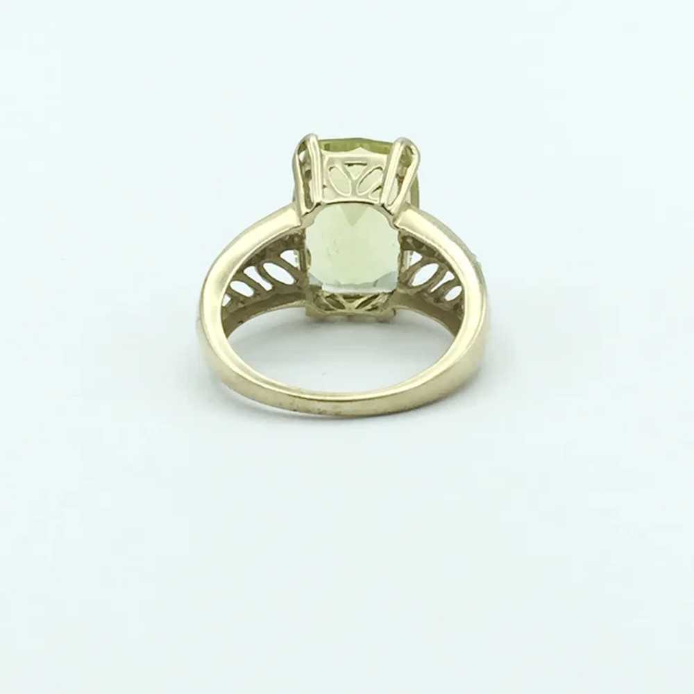 10K Lemon Quartz and Diamond Ring - image 5