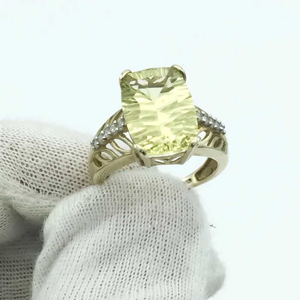 10K Lemon Quartz and Diamond Ring - image 6