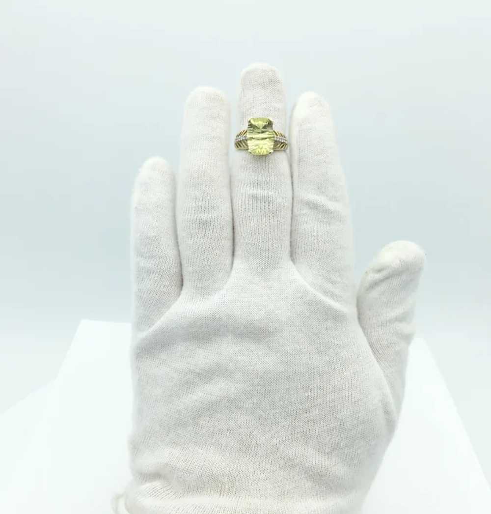 10K Lemon Quartz and Diamond Ring - image 7