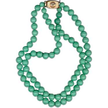 Vintage FRENCH Green Bead Necklace - image 1