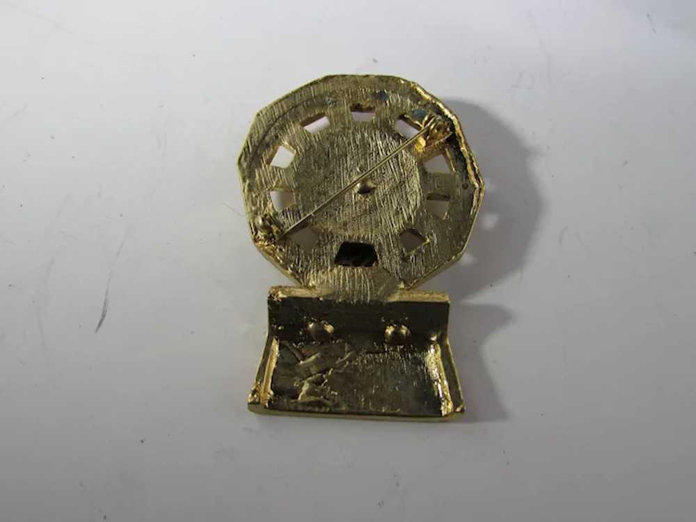 Gold Tone Wheel Of Fortune Pin in Bright Enamel C… - image 3