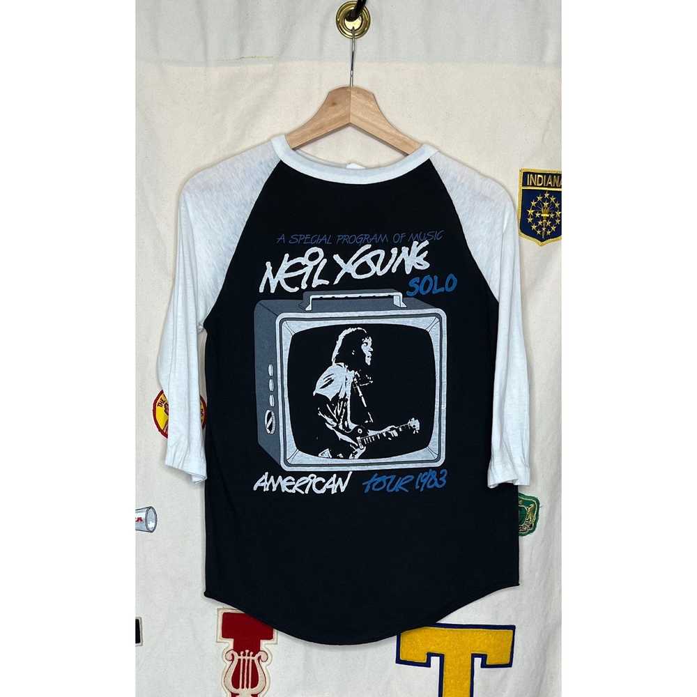 Vintage 1983 Neil Young Solo Tour Raglan T-Shirt:… - image 1