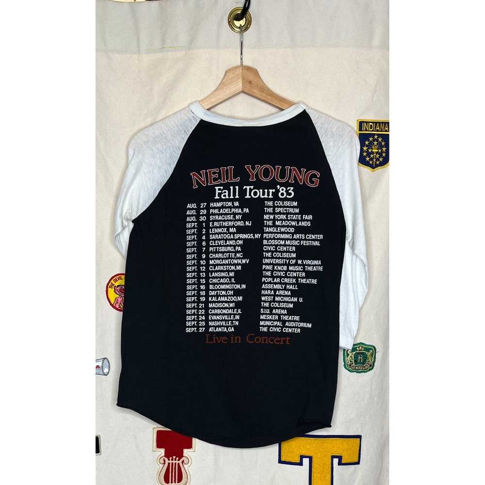Vintage 1983 Neil Young Solo Tour Raglan T-Shirt:… - image 2