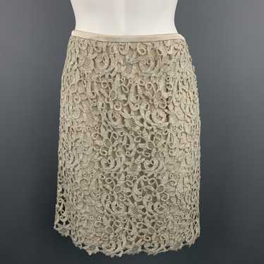 Escada Taupe Wool Blend Lace A Line Skirt