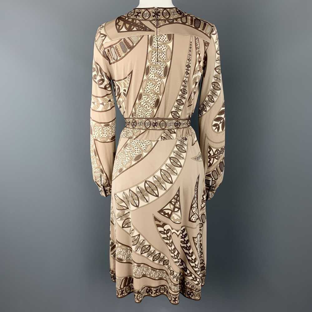 Emilio Pucci Vintage Taupe Print Silk Long Sleeve… - image 7