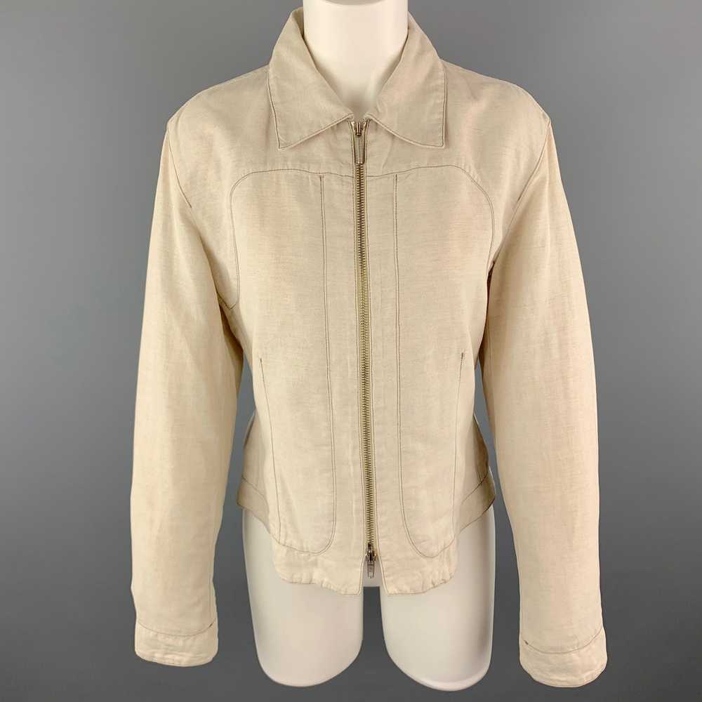 Trussardi S Beige Cotton Flax Zip Up Contrast Sti… - image 1