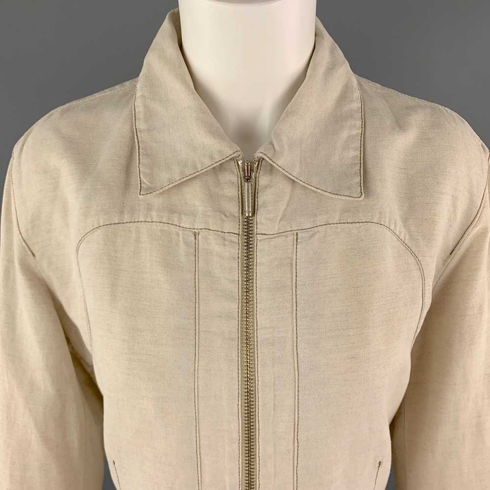 Trussardi S Beige Cotton Flax Zip Up Contrast Sti… - image 2