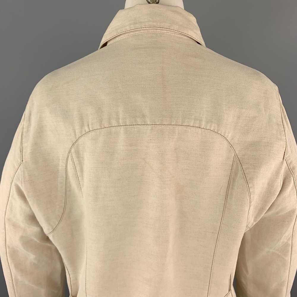 Trussardi S Beige Cotton Flax Zip Up Contrast Sti… - image 4