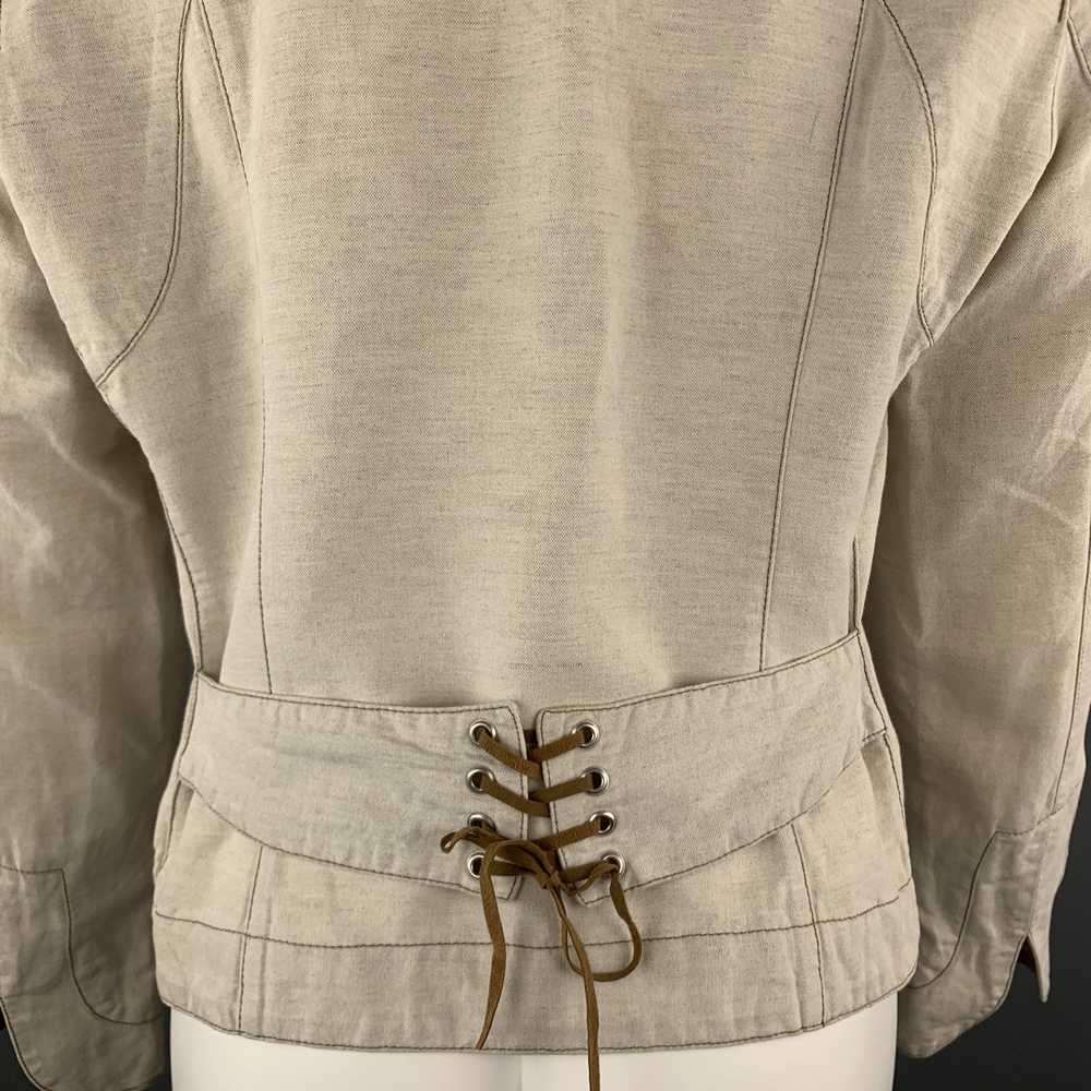 Trussardi S Beige Cotton Flax Zip Up Contrast Sti… - image 5