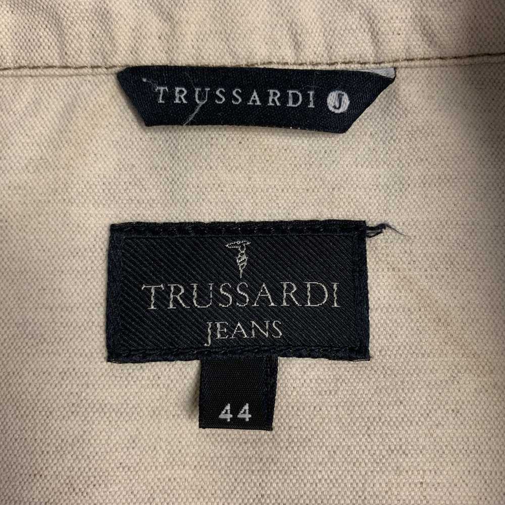 Trussardi S Beige Cotton Flax Zip Up Contrast Sti… - image 7