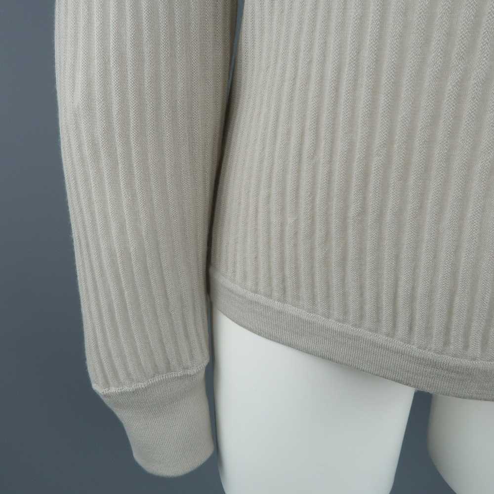 Giorgio Armani Light Gray Ribbed Cashmere Collare… - image 3