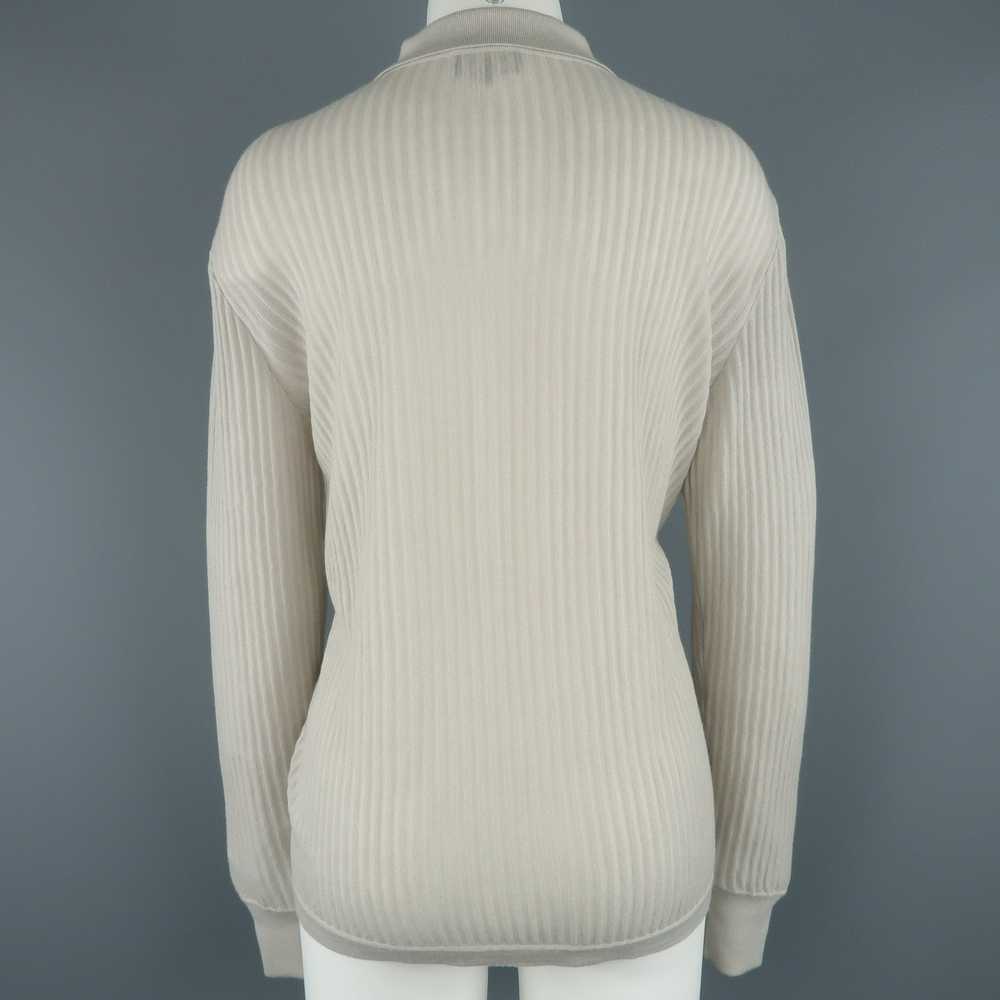 Giorgio Armani Light Gray Ribbed Cashmere Collare… - image 4