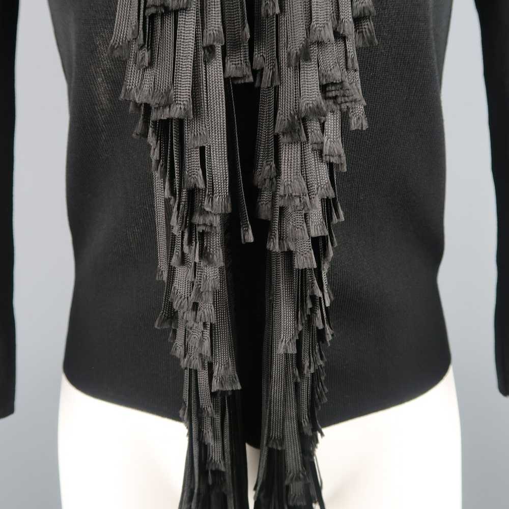 Giambattista Valli Black Scoop Neck Ribbon Fringe… - image 3