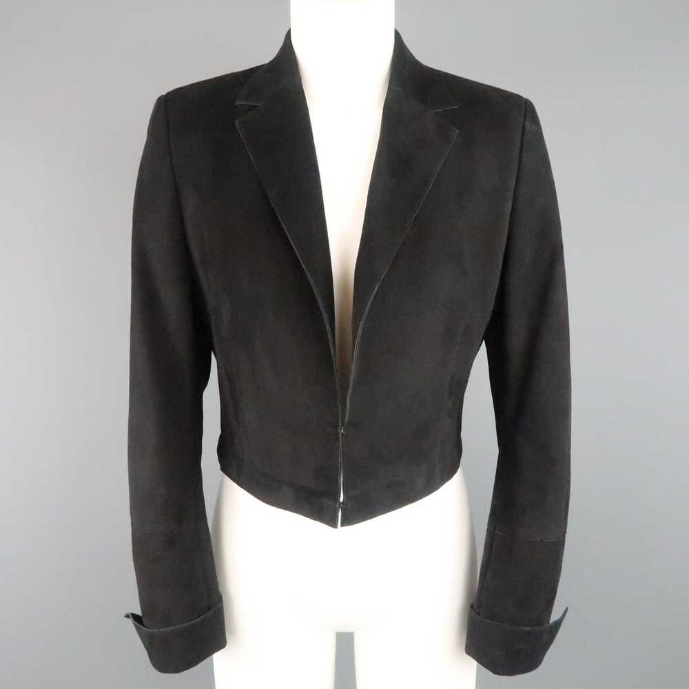Akris Black Suede & Wool Zip Off Sport Coat Jacket - image 7