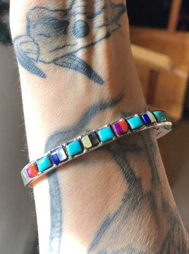 Colorful Glass and Turquoise Sterling Silver Brace