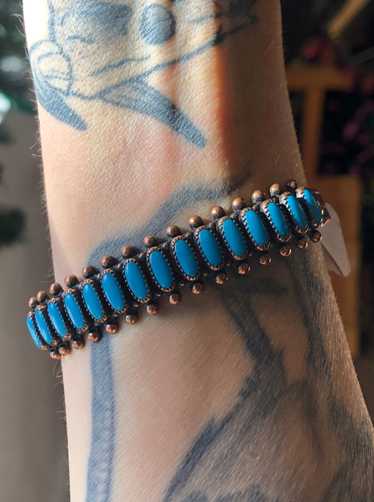 Copper and Sleeping Beauty Style Turquoise Bracel… - image 1