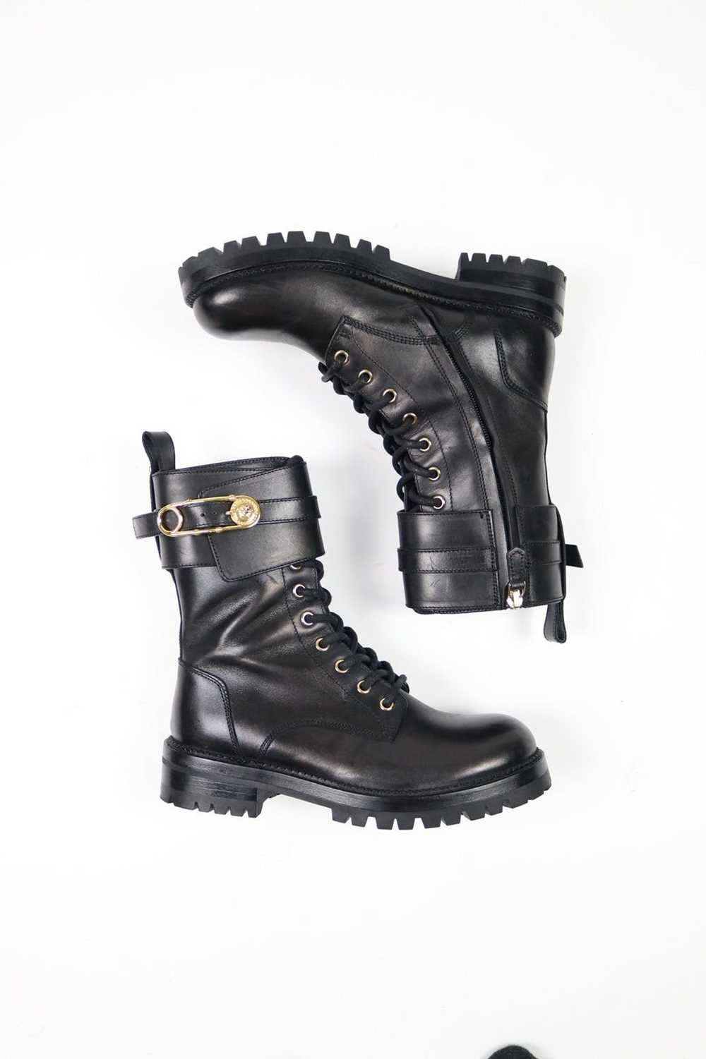 Versace Versace Safety Pin Leather Combat Lace Up… - image 2