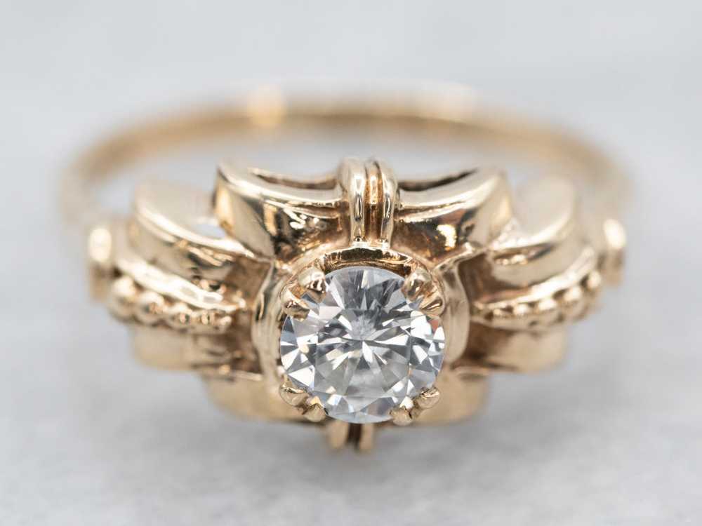 Ornate Diamond Solitaire Engagement Ring - image 1