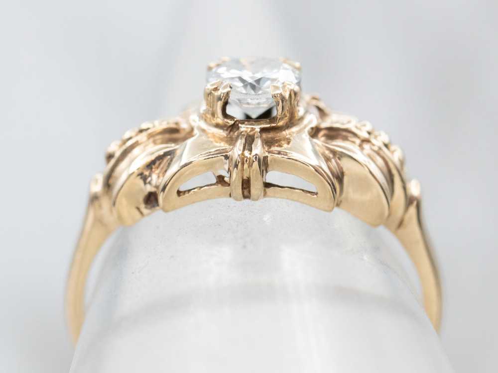 Ornate Diamond Solitaire Engagement Ring - image 4