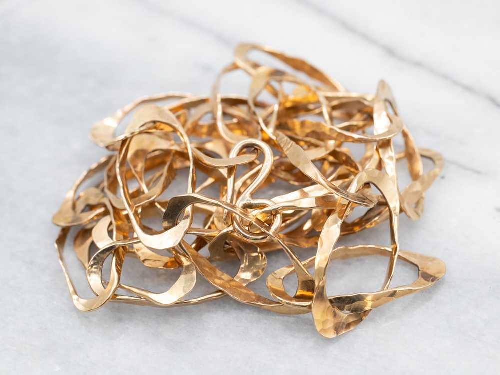 Modernist Hammered Gold Link Chain - image 2