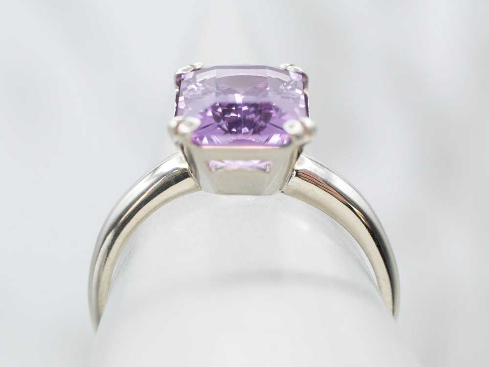 White Gold Amethyst Solitaire Ring - image 4