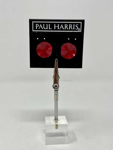 Vintage Paul Harris Red Enamel Wavy Modern Earring