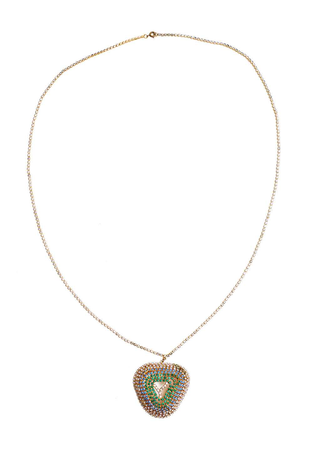 Les Bernard 70's crystal 'Y' pendant necklace - image 1