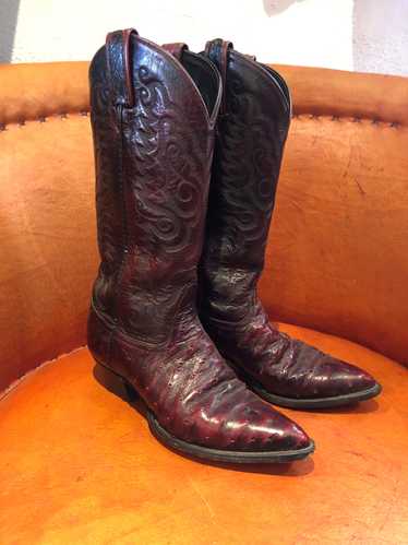 Tony Lama Leather/Ostrich Cordovan Cowboy Boots 6.