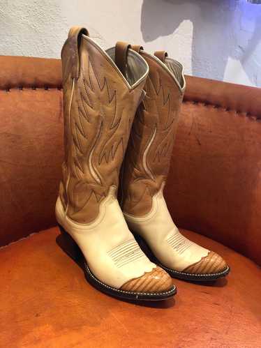 Ralph Lauren Beige and Tan Cowboy Boots 6.5