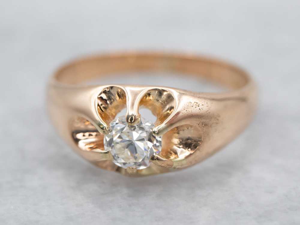 Old European Cut Diamond Belcher Set Engagement R… - image 1