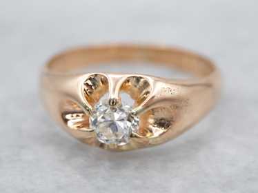 Old European Cut Diamond Belcher Set Engagement R… - image 1