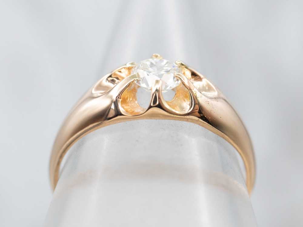 Old European Cut Diamond Belcher Set Engagement R… - image 4