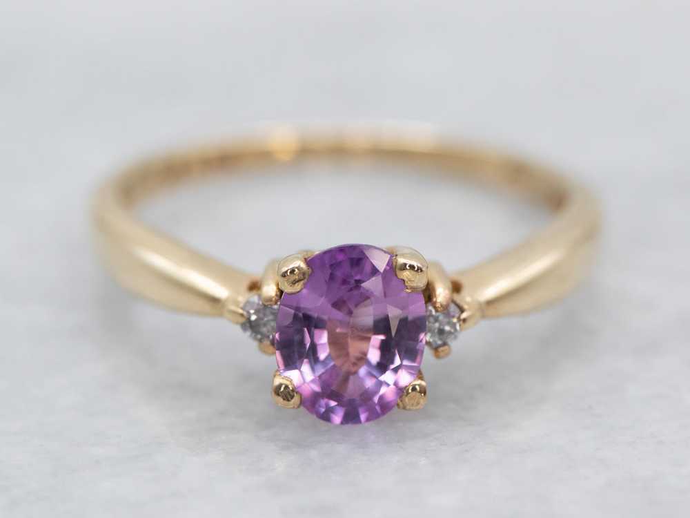 Pink Sapphire and Diamond Engagement Ring - image 1