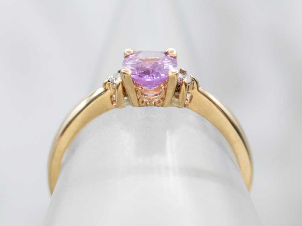Pink Sapphire and Diamond Engagement Ring - image 4