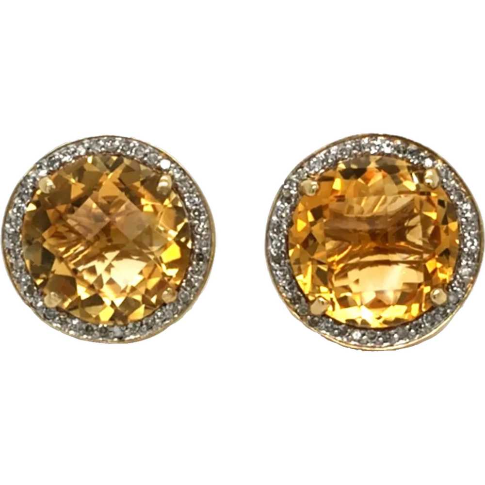 Dazzling Citrine and Diamond Post Earrings in 14k… - image 1